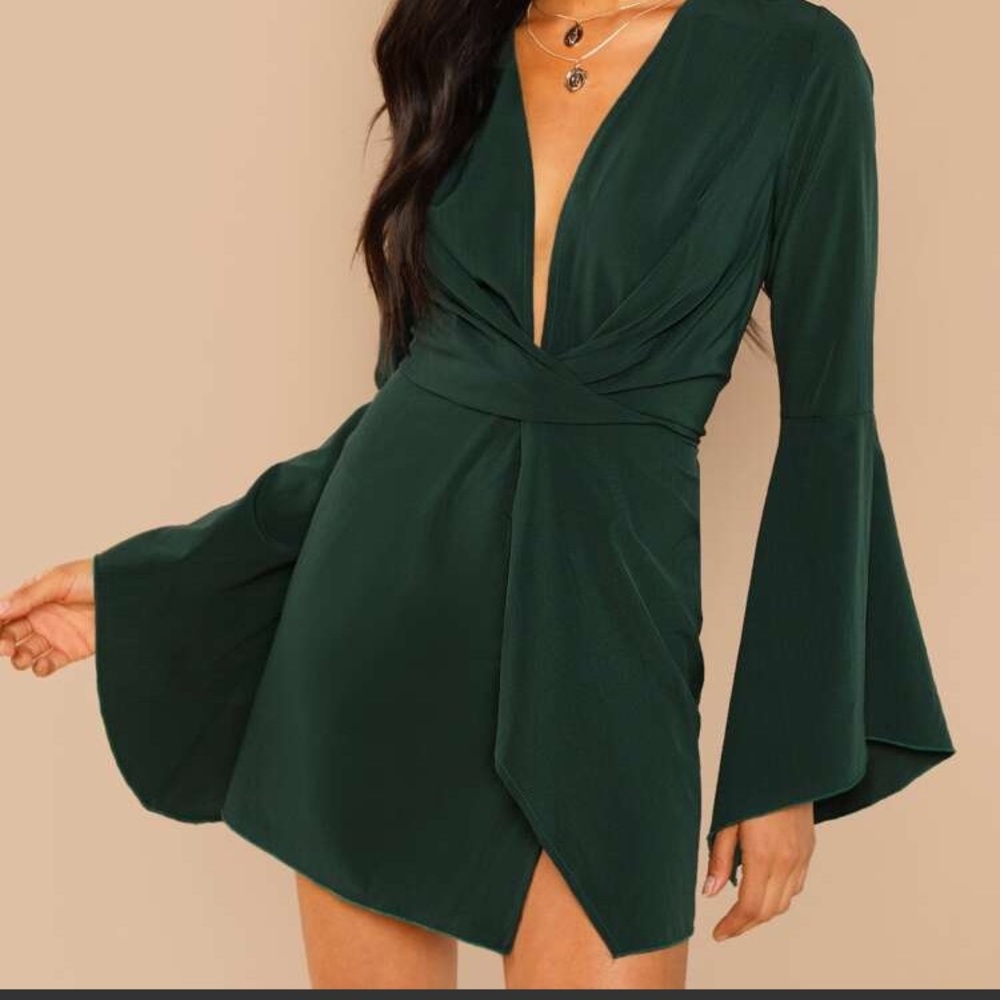 Emerald green wrap dress